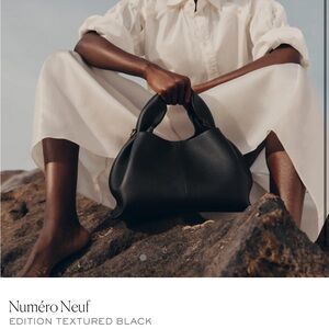 Polene Numero Neuf Bag in Textured Black Leather
